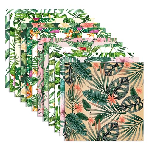 24 Sheets Hawaiian Palm Leaf Scrapbook Paper Pad 12" x 12" Hawaiian Palm Leaf Pattern Paper Summer Scrapbook Paper Double-Sided Tropical Palm Leaves Patterned Craft Paper Tropical Scrapbook Paper