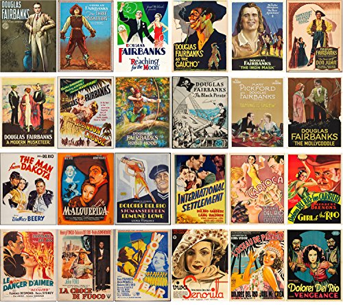 PIXILUV Vintage PostCards 24 pcs Dolores Del Rio and Douglas Fairbank Vintage Silent Film Movie Posters - color: Seventeen