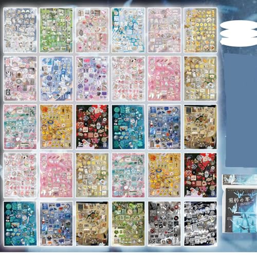 Alideco 30pcs Scrapbook Stickers Vintage Cakes Cuisine Desserts Sticker Book for Adults Sticker journaling Stickers for Scrapbooking (fenglingmengjing) - color: Fenglingmengjing