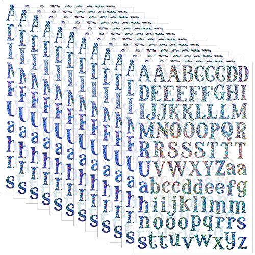 2160 Pieces 24 Sheets Holographic Laser Letter Stickers, Sparkly Colors | Glitter Self Adhesive Stickers, Shiny Alphabet DIY Small Vinyl Decorative Decals, for Cups Scrapbooks Window Door Cars - color: Sparkly Colors