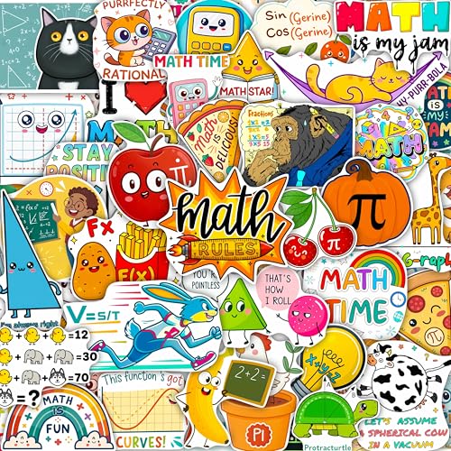 100Pcs Math Stickers for Water Bottle, Laptop - Math Themed Gifts for Teachers, Party Favors - Science Stickers Decals Bulk - Gift for Women & Men - color: Math #4 Stickers