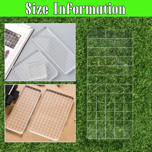Clear Acrylic Stamp Blocks, 1.57" * 4.92" Acrylic Stamping Blocks Tools Clear Stamps with Grid Lines for Photography Props Scrapbooking Crafts Card Making - style: Straight 5×12CM 1pc