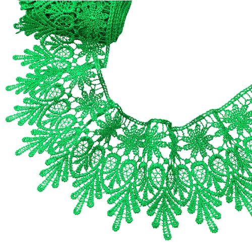 GXTIZAS Venice Lace Ribbon 3.2 Inch Wide Lace Trim for Sewing | scalloped embroidery for vintage weddings, costumes, pillows, curtains, gift décor and romantic DIY creations Crafts - color: Christmas Green