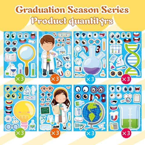 Science Stickers Make-a-face Sticker, Make Your Own Science Themed Stickers - style: Laboratory Sticker