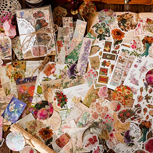 Vintage Scrapbooking Supplies Kit 83PCS Vintage Stickers for Journaling | Aesthetic Paper Stickers Material Ephemera Pack for Junk Journal Bullet Journals Planners Notebooks