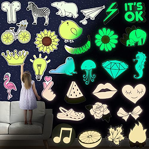 Luminous Stickers 30Pcs for Water Bottles, Gifts for Teens Adults - style: 30 Glow-in-the-Dark Stickers
