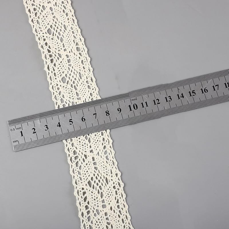 10 Yards 1.5inch Lace Ribbon Crochet Cotton Lace Trim Vintage Lace Trim for Sewing Dollies Clothes Wedding Crafts Supply (Beige A) - color: Beige A