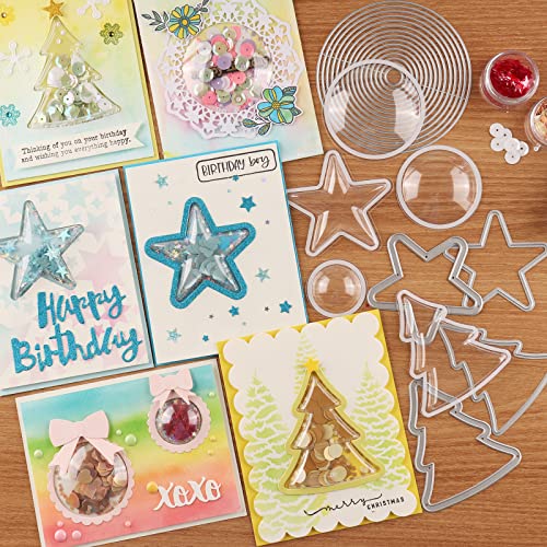10 Pcs Stars Shaker Domes for Card Making, Peel-away Adhesive Star Clear Plastic Dimensional Domes for Paper Crafting Puffy Blister Shaker Window Covers to Add Dimension and Shine to Your DIY Projects - color: Stars
