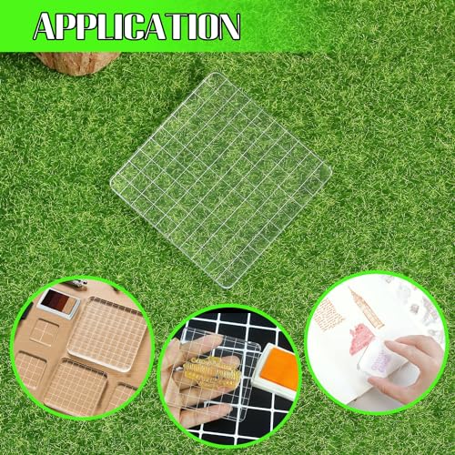 2Pcs Clear Stamp Blocks Set, Square 4 x 4 Inch Acrylic Blocks for Stamping With Grid Lines, Scrapbooking Crafts Tools - style: Straight 10×10CM 2pcs
