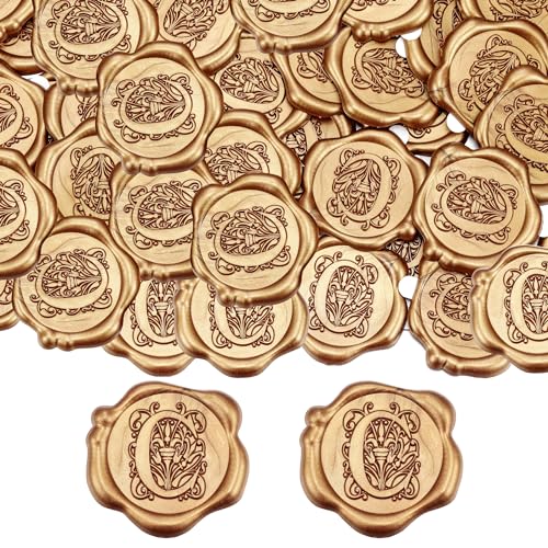 Yoption 50 Pcs Regal Letter C Wax Seal Stickers, Antique Gold - color: C, size: 50 Pack