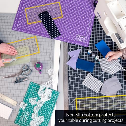 Breman Precision 18x24 Green Self Healing Cutting Hobby Mat for Craft | 18x24 DIY Green/Black Cutting Mat Self Healing 2-Sided 5-Ply PVC Non-Slip Grid Lines A2 Art Crafting Mat for Fabric & Sewing - color: Green/Black, size: 18x24