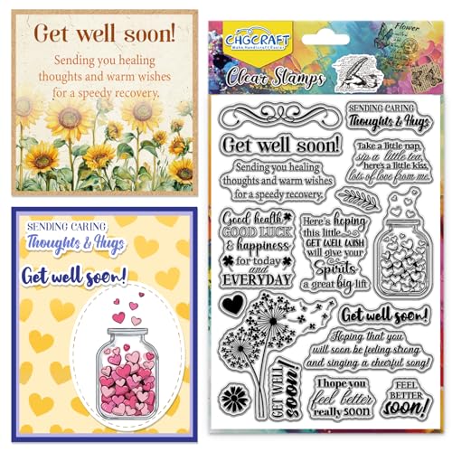 CHGCRAFT Get Well Soon Benediction Clear Stamp Silicone Clear Stamps Transparent Handicraft Stamps for DIY Scrapbooking Photo Album Decorative Cards Making, Word, 6.3x4.3inch - style: Benediction