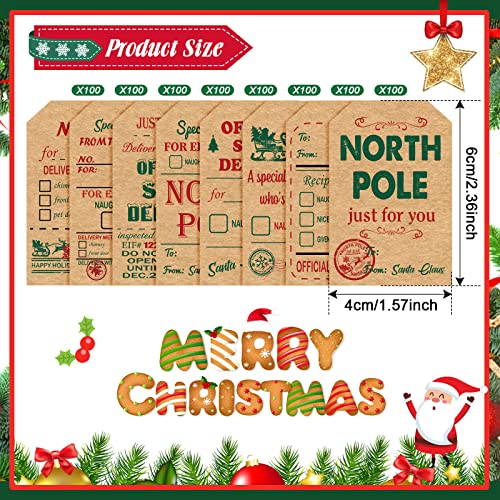 Outus 800 Pcs Christmas Gift Tags to from Labels 8 Styles, Retro Style - style: Retro Style