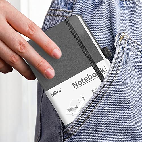 Mlife A6 Small Journal Notebook, Lined Pocket Notebook with Pen Holder, Mini Notebook Hardcover, 192 Pages, 3.9 inches * 5.5 inches Journal for Women and Man (Grey) - color: Grey, size: 1 Pack