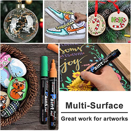 Overseas 2 Pack Green Acrylic Paint Pens Permanent Markers, Medium Tip - color: Green