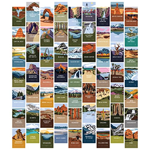 Pop Chart | National Parks Wall Collage Kit | 63 Pcs 4" x 6" Art Prints | Track Your Travels to Every US National Park With America the Beautiful Wall Decor | 100% Made in the USA - size: 4 x 6 inches - National Parks