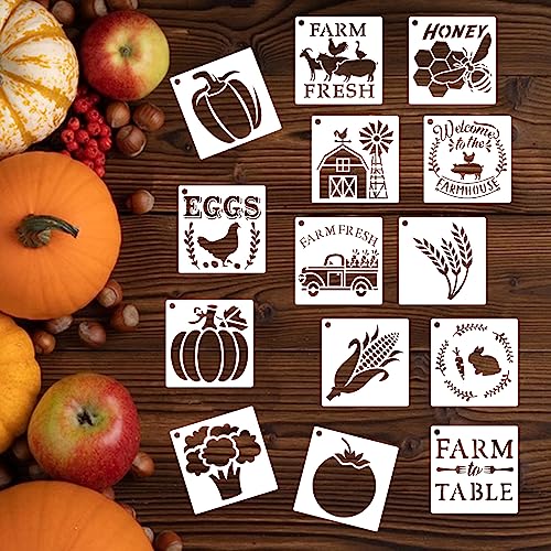 80 Pcs 5 x 5 Inch Stencils for Painting on Wood, Reusable Farm Animal Plastic Stencils DIY Craft Paint Template Set for Wall Rock Home Decor - style: Farm