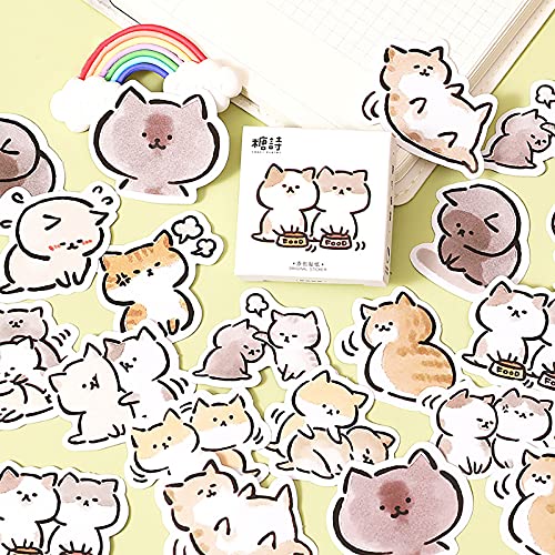Small Size Laptop Stickers, 45pcs Doraking Boxed DIY Cute Pets Animals Stickers for Laptop Planners Scrapbook Suitcase Diary Notebooks Album (Naughty Cat)