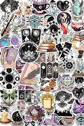 Witchy Stickers for Kindles Water Bottles, 100PCS Waterproof Vinyl Aesthetic Sticker Packs for Adults, Spooky Cute Hippie Celestial Stickers for Laptop Books Scrapbooks Journals