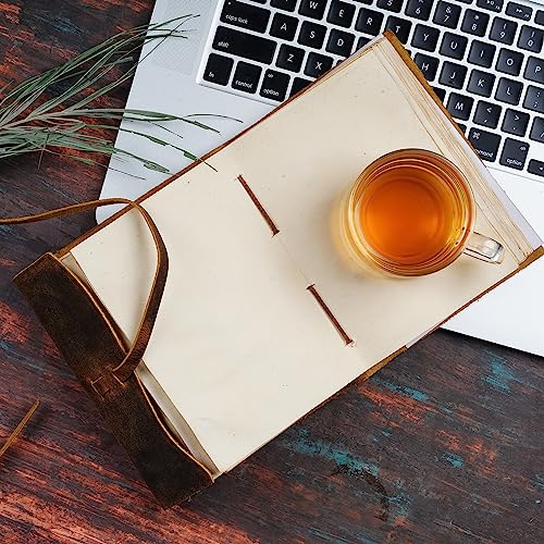LEATHER VILLAGE Leather Journal Edge Cut, Distressed Brown 7x5. - color: Cappuccino Brown, size: 7 inches X 5 inches