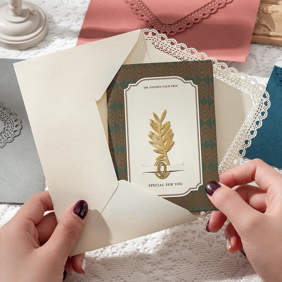 160mmX113mm 10 pieces Lovely Makaron Color Vintage Hollow Lace Envelopes For DIY Card Storage, Wedding Invitation, Gift Packing Customized (Ivory) - color: Ivory