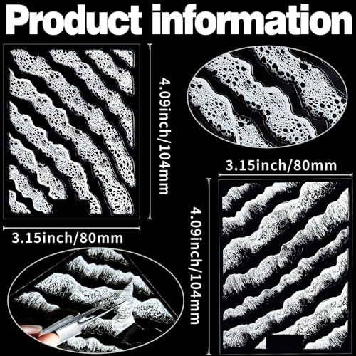 4 Sheets Ocean Waves Resin Stickers Self Adhesive Sea Wave Decal