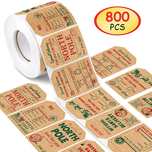 Outus 800 Pcs Christmas Gift Tags to from Labels 8 Styles, Retro Style - style: Retro Style