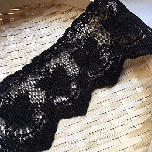 Lace Trim Ribbon, 5-Yard Lace Ribbon, Lace Fabric, Black - color: Black