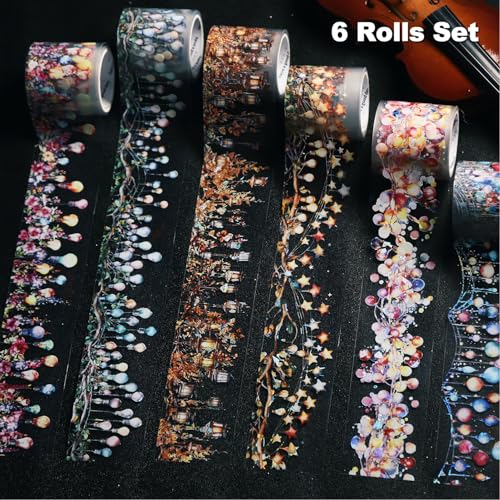 6 Rolls Holographic PET Tape for Scrapbooking and Journaling - style: Light Surround