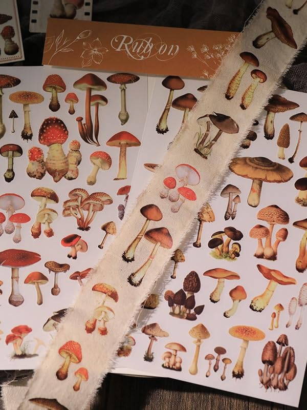 CATaireen Rub on Transfers for Crafts Vintage Scrapbooking Stickers Small Decals Adults Journaling DIY Supplies Use for Fabric Paper Wood Stone Canvas Acrylic Cloth (Mushroom) - style: Mushroom