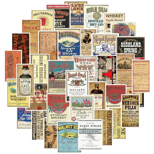 100 Pcs Vintage Wine Bottle Stickers,Liquor Bottle Lable Stickers - style: wine bottle
