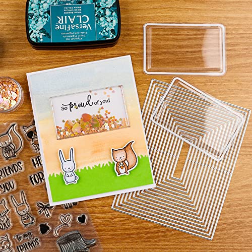 10 Pcs Rectangle Clear Shaker Domes Cover for Card Making, Rectangular Translucent Dimensional Plastic Puffy Shaker Window Blister Adhesive Covers for Adding Dimension and Shine to DIY Craft Project - color: Rectangle