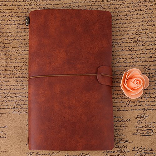 AYNEFY Travel Notebook, Cover Travel Journal Personalized Journal Diary Refillable Notepad for Writing Gifts Travelers Professionals (brown) - color: brown