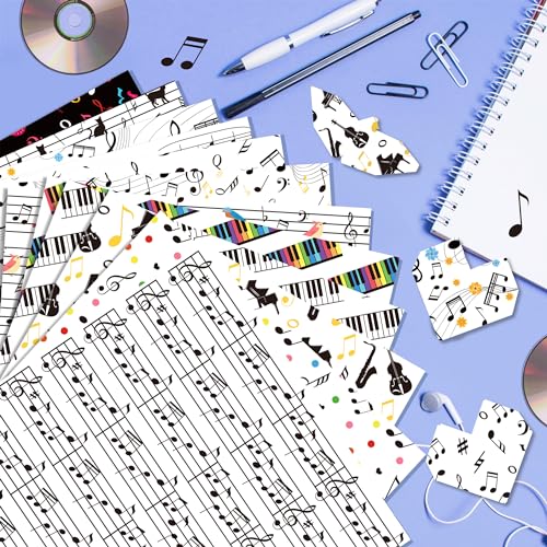 24 Sheets Musical Notes Scrapbook Paper Pad 12" x 12" Music Notes Pattern Paper Double-Sided Music Piano Patterned Decorative Craft Papers Musical Note Tissue Scrapbooking Supplies Papers Card Makin