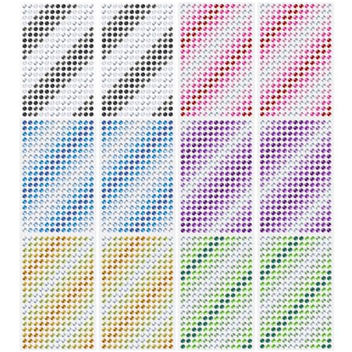 3120pcs 6mm Gradient Self-Adhesive Gem Stickers Bling Stickers for Crafts - color: Gradient