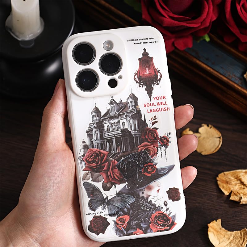 Bomichi Washi Stickers for Scrapbook, 24 Sheets Goth Sticker Book for Journaling, Dark Aesthetic Pre-Cut Stickers Book for Junk Journal Supplies Collage DIY Crafts Phone Cases Adult - style: Night Fantasies