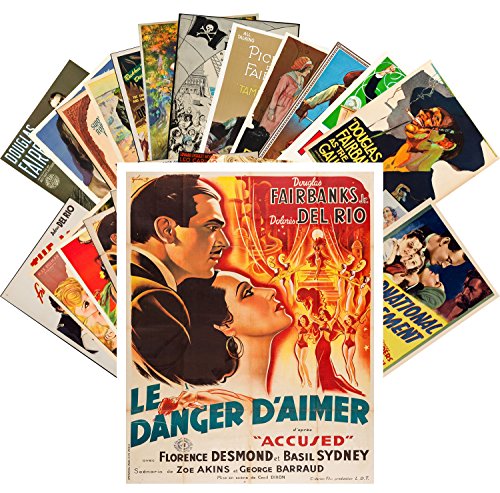 PIXILUV Vintage PostCards 24 pcs Dolores Del Rio and Douglas Fairbank Vintage Silent Film Movie Posters - color: Seventeen