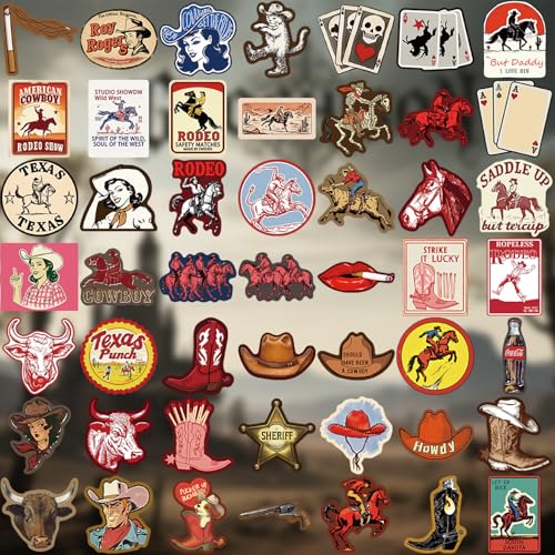 Goth Western Stickers Pack, Vintage Western Country Vinyl Waterproof Sticker for Water Bottles Laptops Cowboy Hats Scrapbooking Journaling,Cool Cowboy Decals for Teens Adults 50Pcs