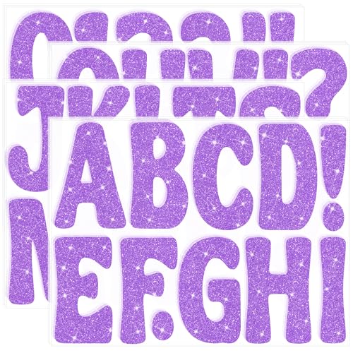 Bulletin Board Letters 129 PCS Glitter Letter Stickers Large 4 Inch, Purple - color: Purple, size: 4 Inch