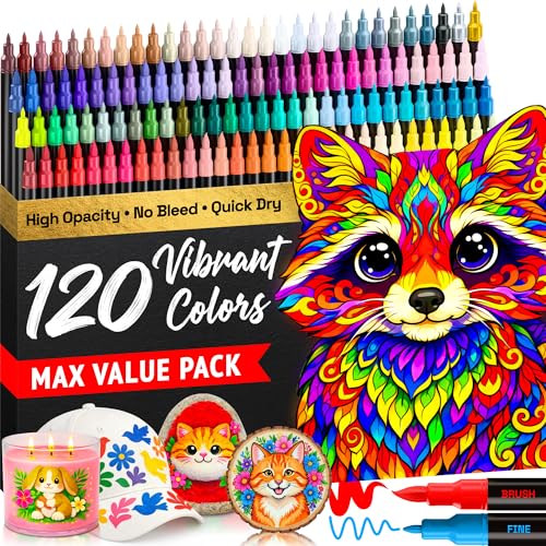 ARTISTRO 120 Dual-Tip Acrylic Paint Marker Pens for Drawing - color: Multicolor, size: 120