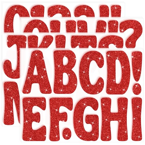 Bulletin Board Letters 129 PCS Glitter Letter Stickers Large 4 Inch, Red - color: Red, size: 4 Inch