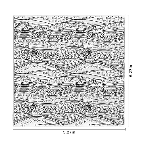 Retro Style Ocean Waves Background Clear Stamps for Card Making Decoration DIY Scrapbooking, Sea Waves Background Silicone Transparent Seal Stamps for Embossing Album Decor Craft. - color: Ocean Wave