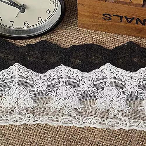 Lace Trim Ribbon, 5-Yard Lace Ribbon, Lace Fabric, Black - color: Black