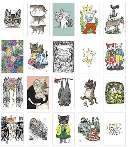 Higuchi Yuko 100POSTCARDS Animals Illustration Art Postcard Book Box