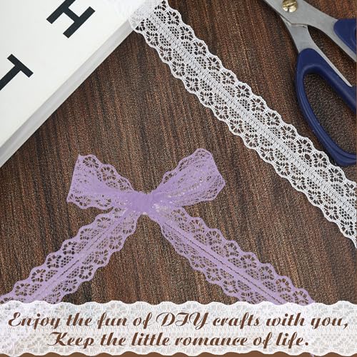 Lace Ribbon Lavender Vintage Crochet Trim Roll for Sewing, Gift Wrapping, Wedding Decor, Dress Embellishment, Flower Arrangements, DIY Crafts and Party Decorations, 25 Yards 1 Inch - color: Lavender purple