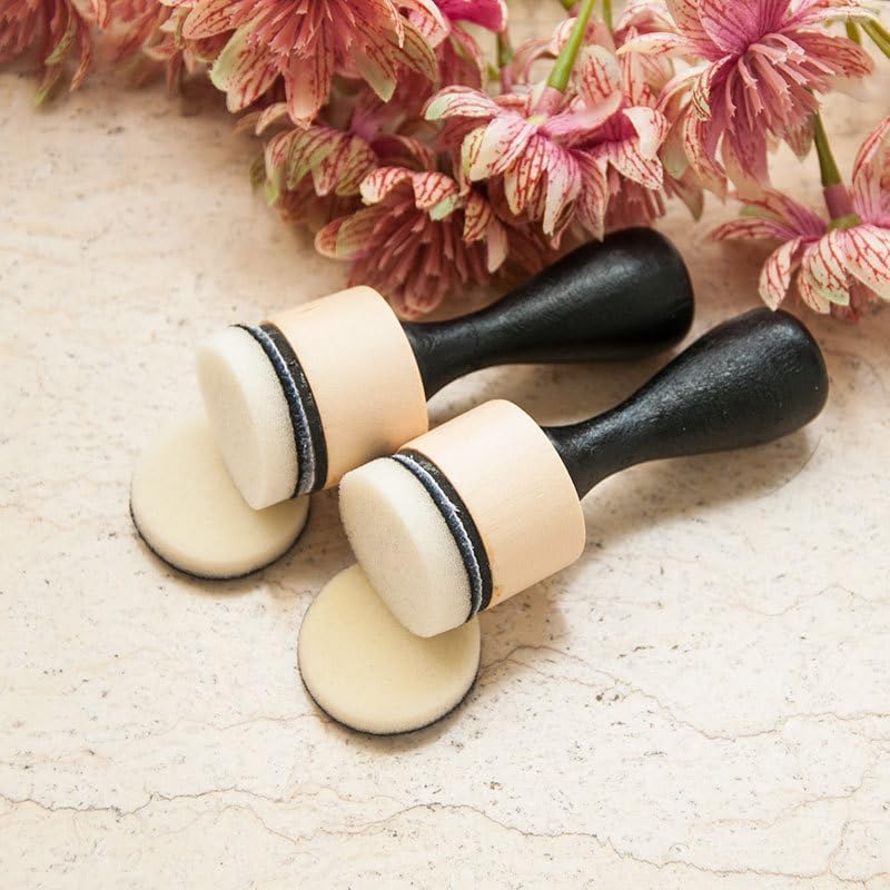 13 Pcs Ink Blending Tool Set, 1 Wooden Handle & 12 Domed Sponge Refill Pads for Stamping, Scrapbooking, Card Making, Distress Ink Art Supplies