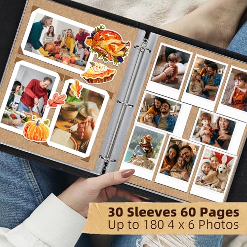 Vienrose 13"x11" Scrapbook Album Gift Set Faux Leather DarkBrown 60 Pages - color: Dark Brown, size: 12.8"X11.2" 30Sheets
