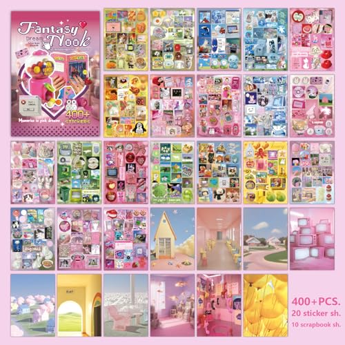 Cute Sticker Book, 30 Sheets 400+ Pcs Y2K Vintage Aesthetics Stickers - color: Red Y2k