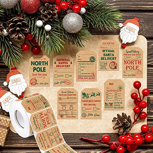 Outus 800 Pcs Christmas Gift Tags to from Labels 8 Styles, Retro Style - style: Retro Style