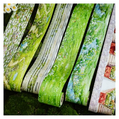 PET Tape Stickers for Scrapbooking Supplies,Nature Journal Stickers for DIY | Deco,PET,Nature,6 Rolls,Paths,Stone,Floral,Scrapbook Stickers for Scrapbooking,Journaling, Junk Journal Supplies, DIY Crafts - color: Song